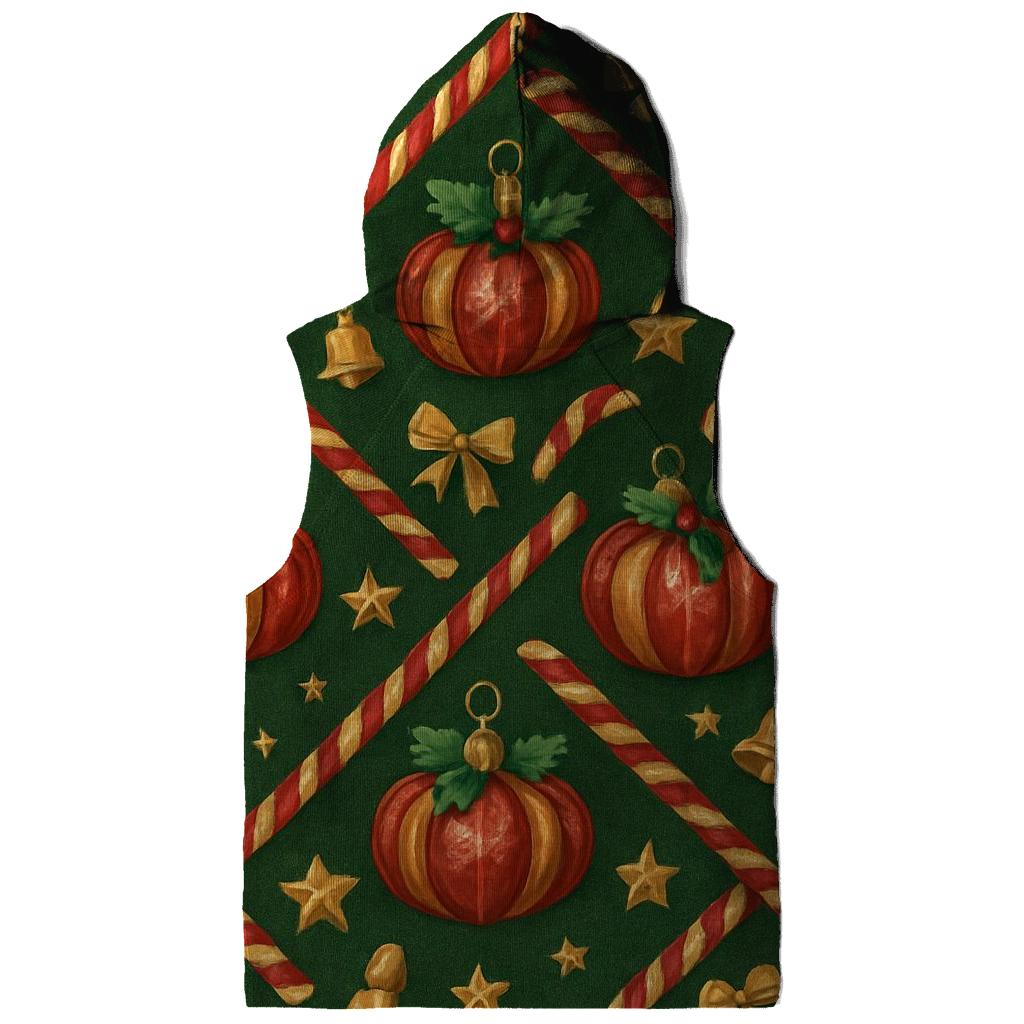 Crimson Pumpkin Ornament Lattice On Pine Green Background premium hoodies