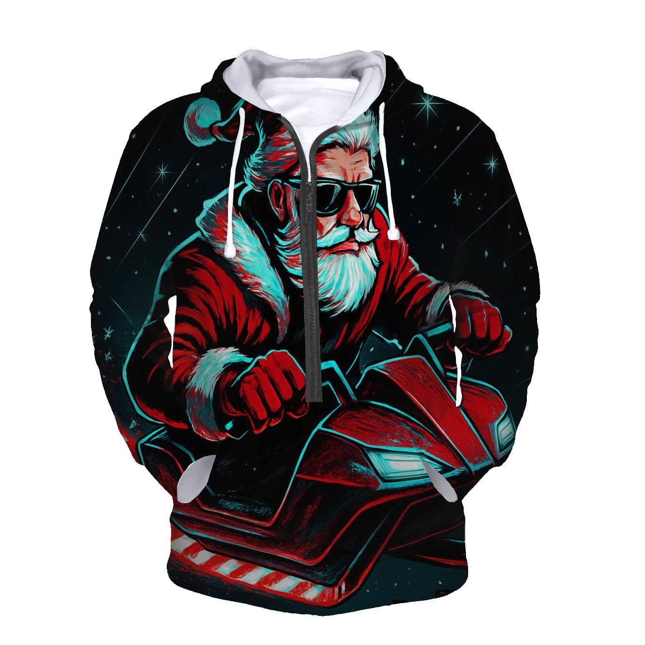 Neon Sleigh Night Rider Santa pullover hoodies