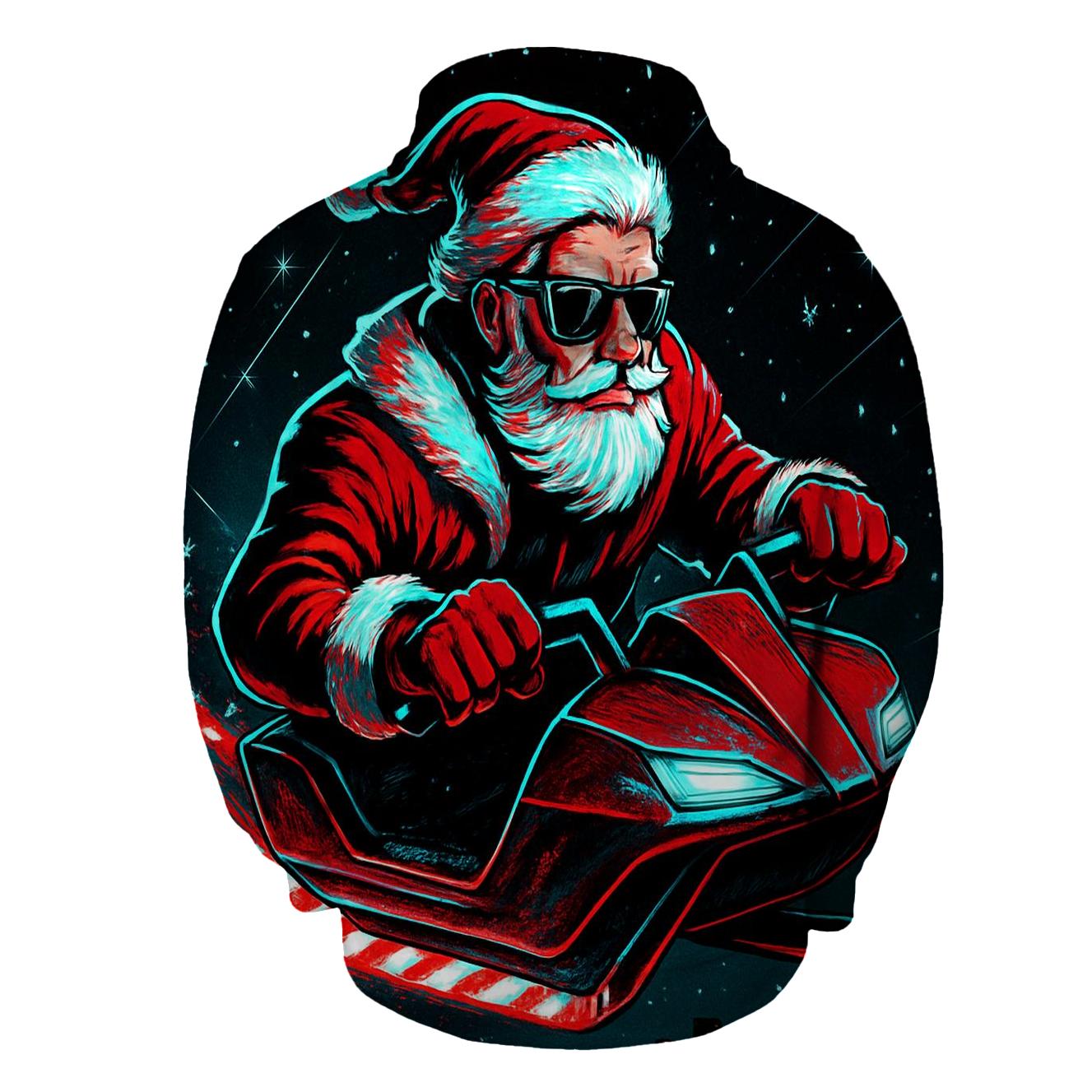 Neon Sleigh Night Rider Santa pullover hoodies