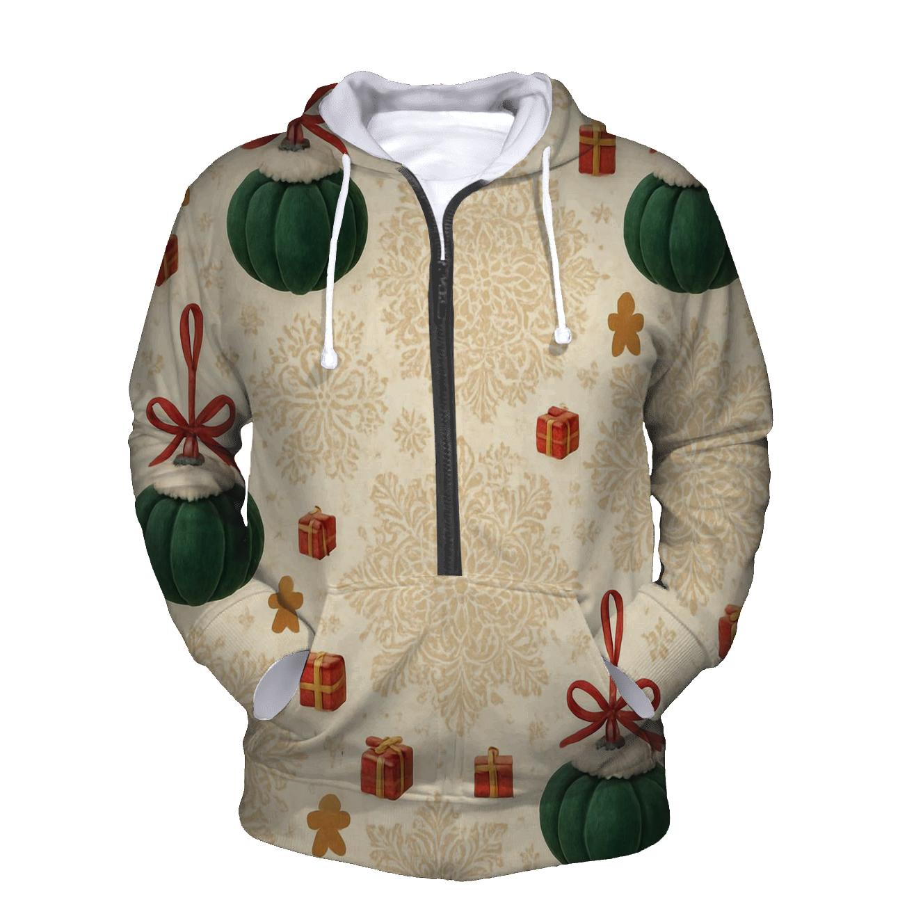 Ivory Snowflake Medallion Scatter With Emerald Pumpkin Baubles embroidered hoodies