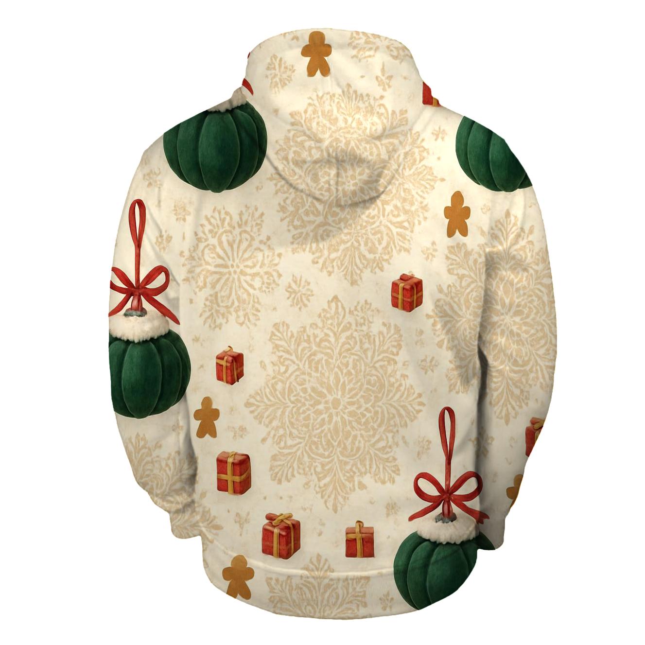 Ivory Snowflake Medallion Scatter With Emerald Pumpkin Baubles embroidered hoodies