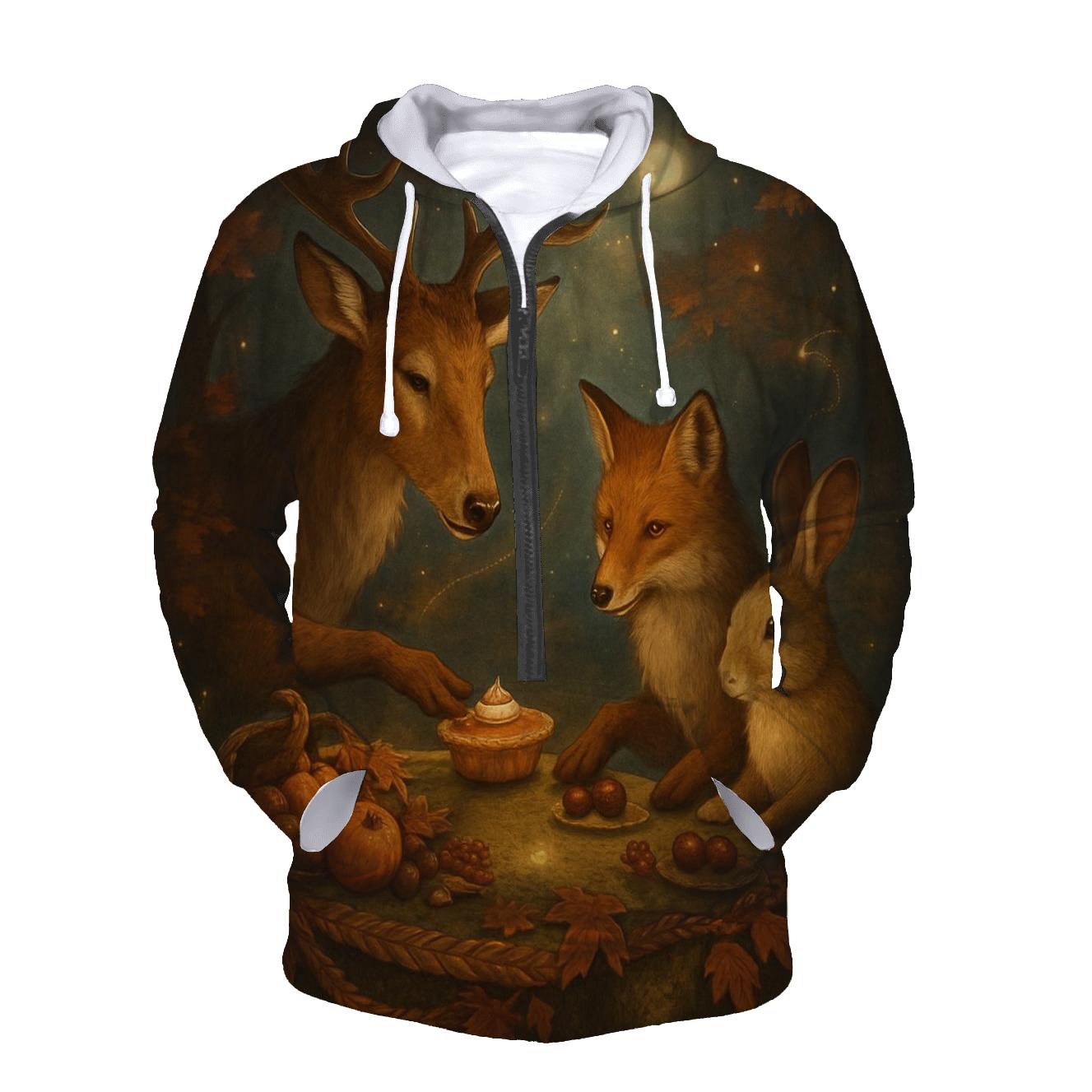 Moonlit Maple Feast For Woodland Friends zip-up hoodies