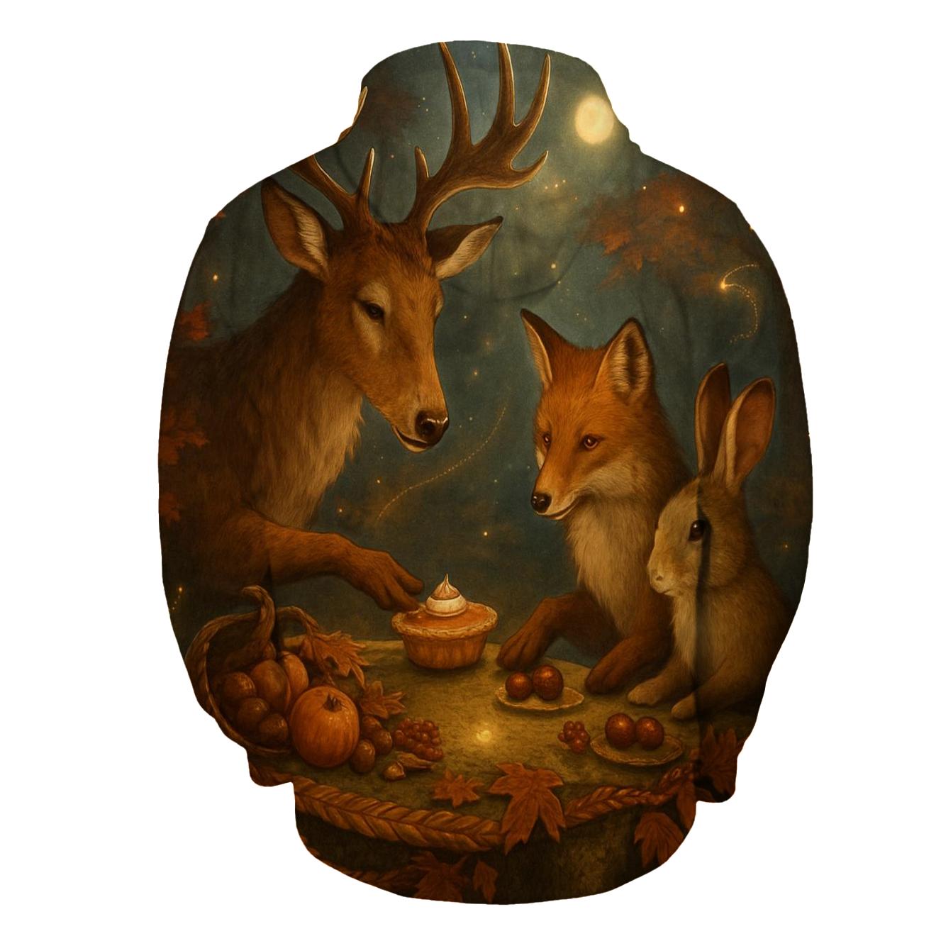 Moonlit Maple Feast For Woodland Friends zip-up hoodies