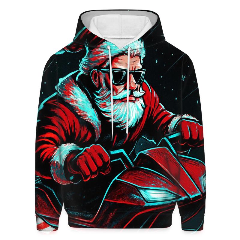 Neon Sleigh Night Rider Santa custom hoodies