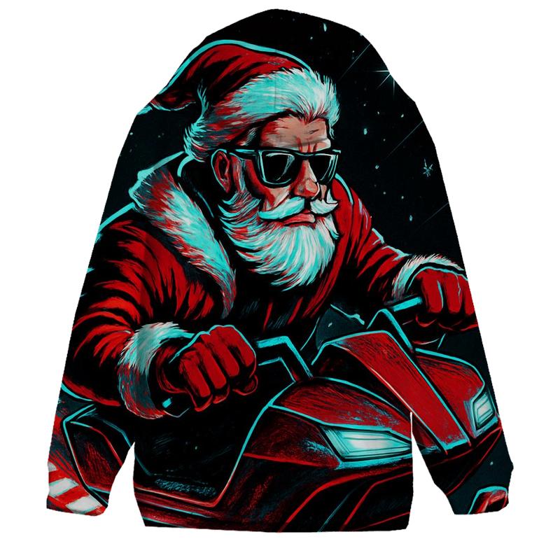 Neon Sleigh Night Rider Santa custom hoodies