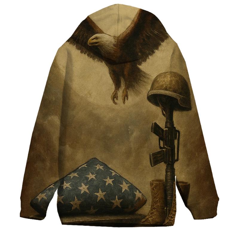 Memorial Fold And Rising Eagle Halo graphic hoodies