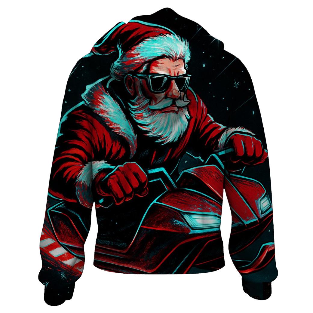Neon Sleigh Night Rider Santa custom hoodies