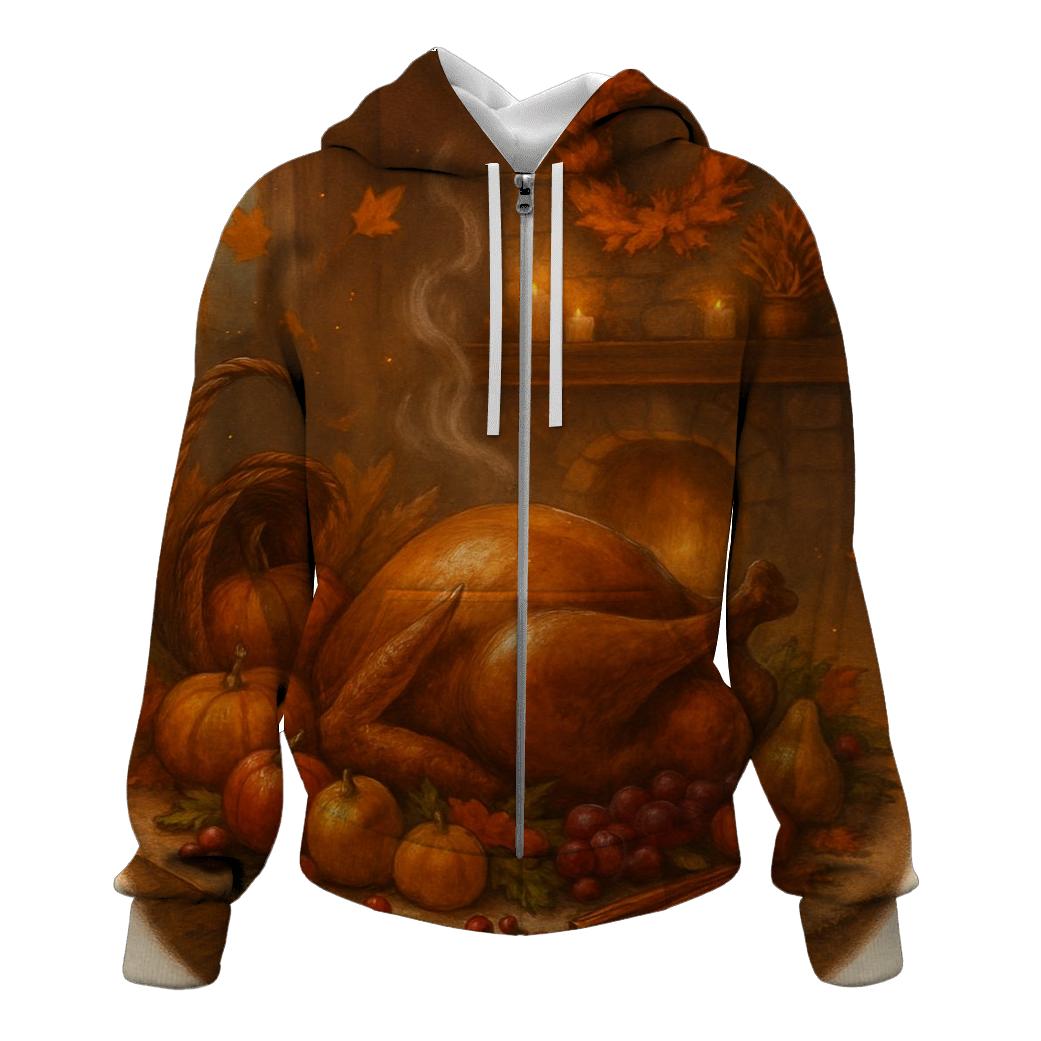 Candlelit Cornucopia Hearth premium hoodies