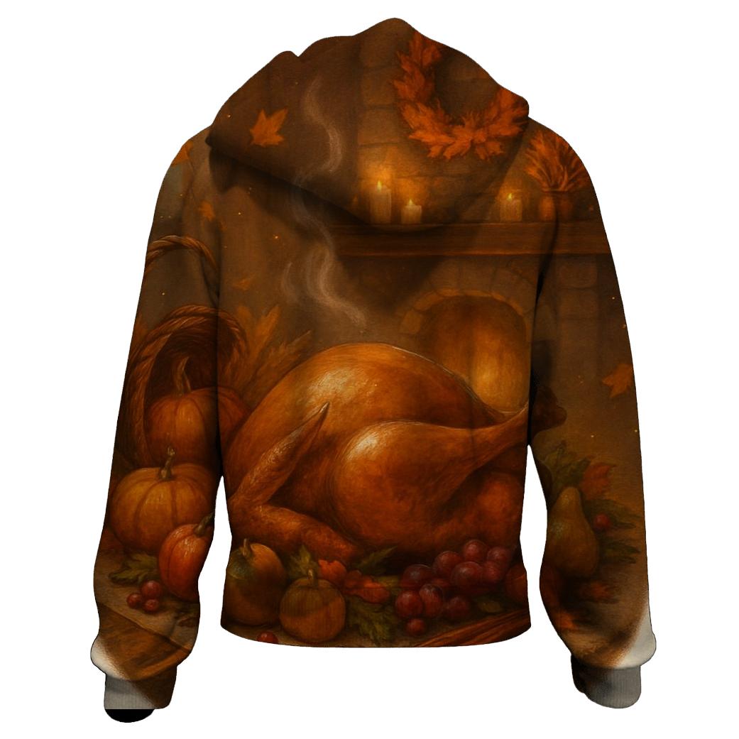 Candlelit Cornucopia Hearth premium hoodies
