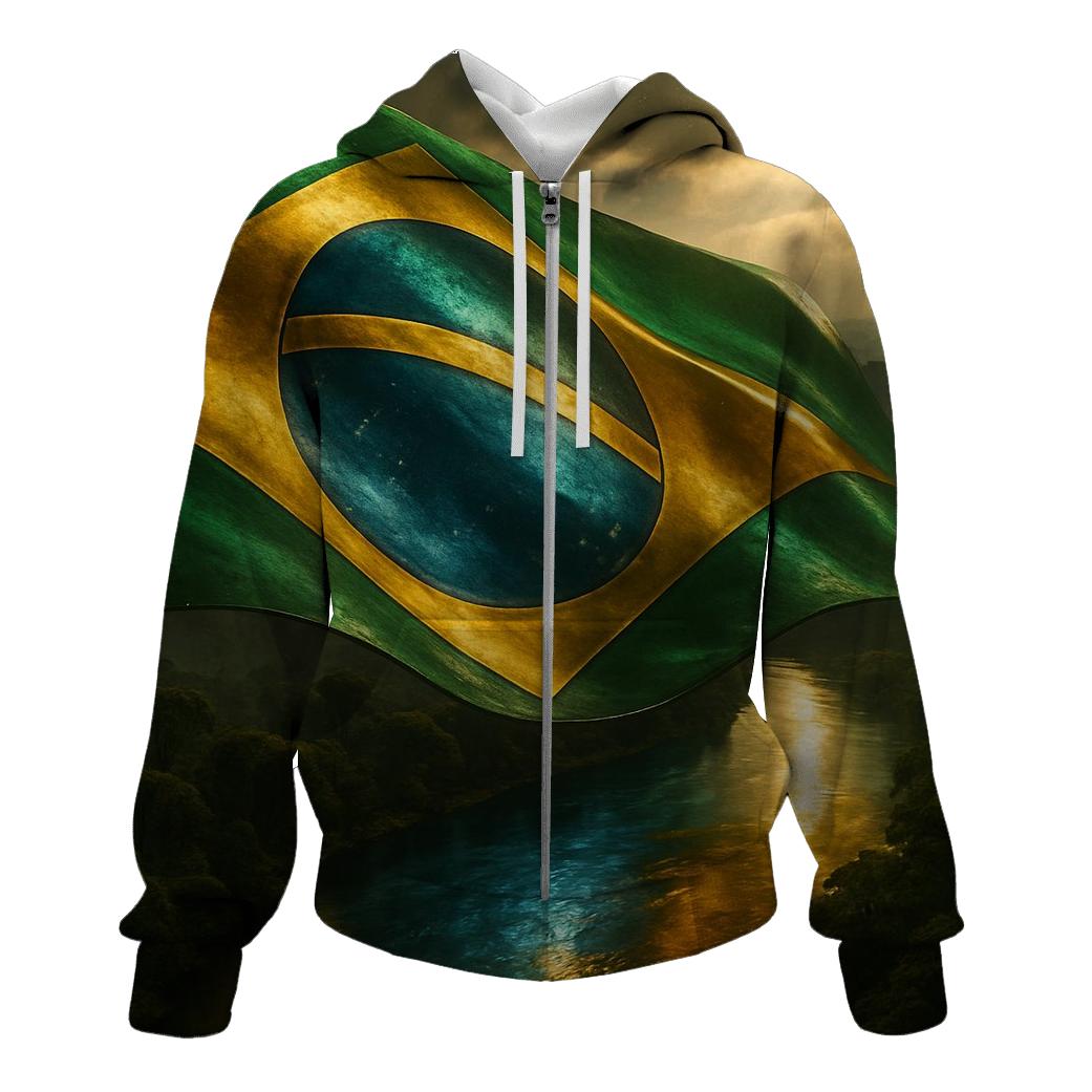 Metallic Brazil Sky River graphic hoodies