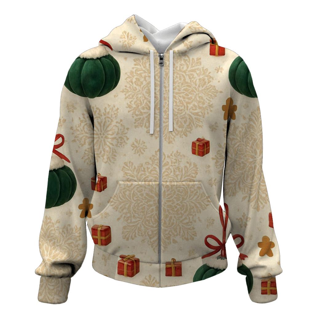 Ivory Snowflake Medallion Scatter With Emerald Pumpkin Baubles lightweight hoodies