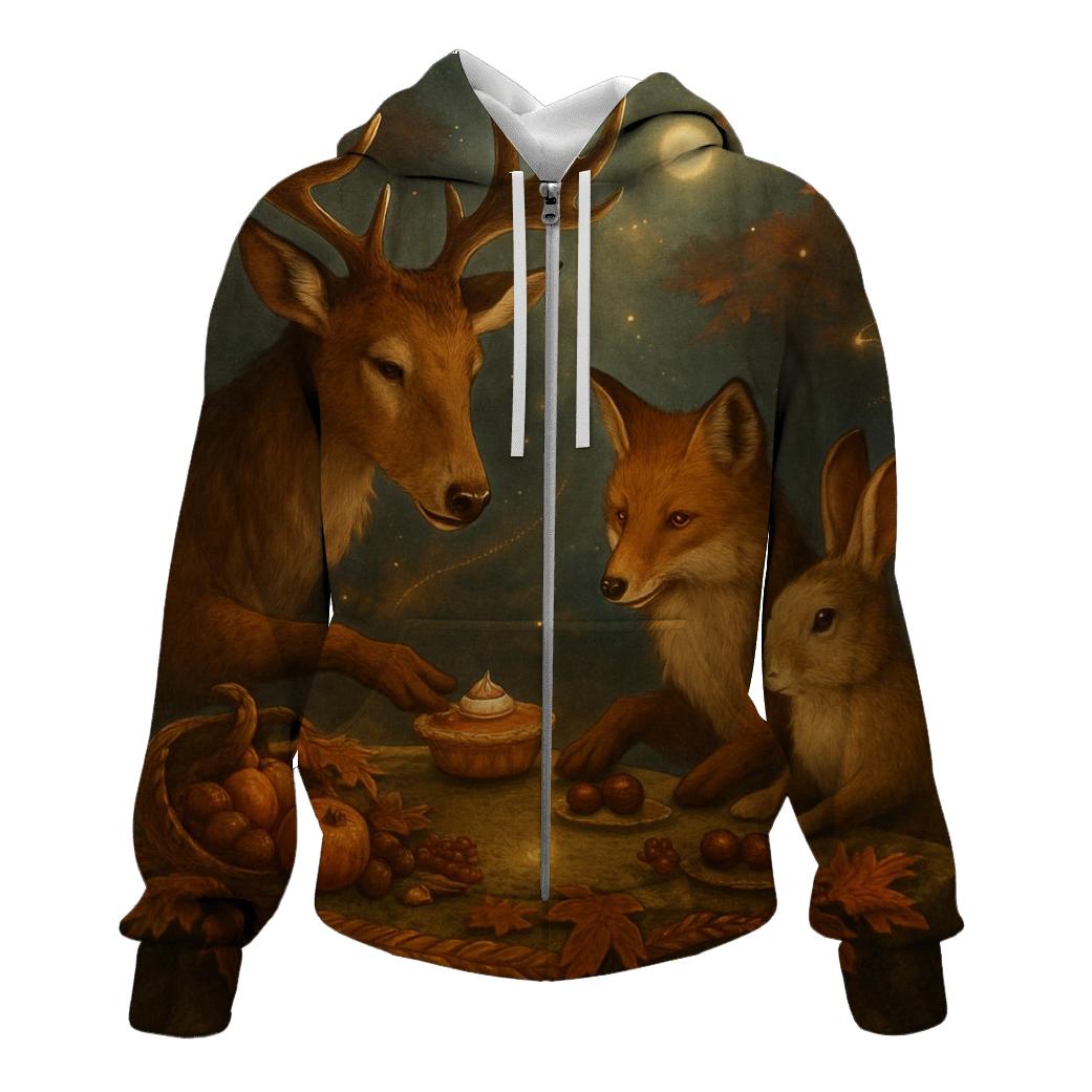 Moonlit Maple Feast For Woodland Friends pullover hoodies