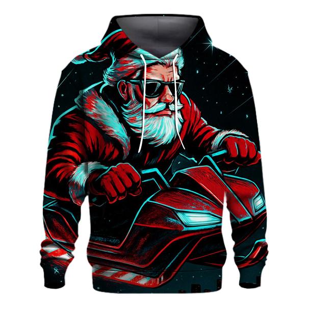 Neon Sleigh Night Rider Santa designer hoodies
