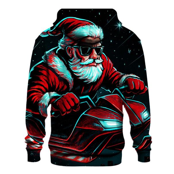 Neon Sleigh Night Rider Santa designer hoodies