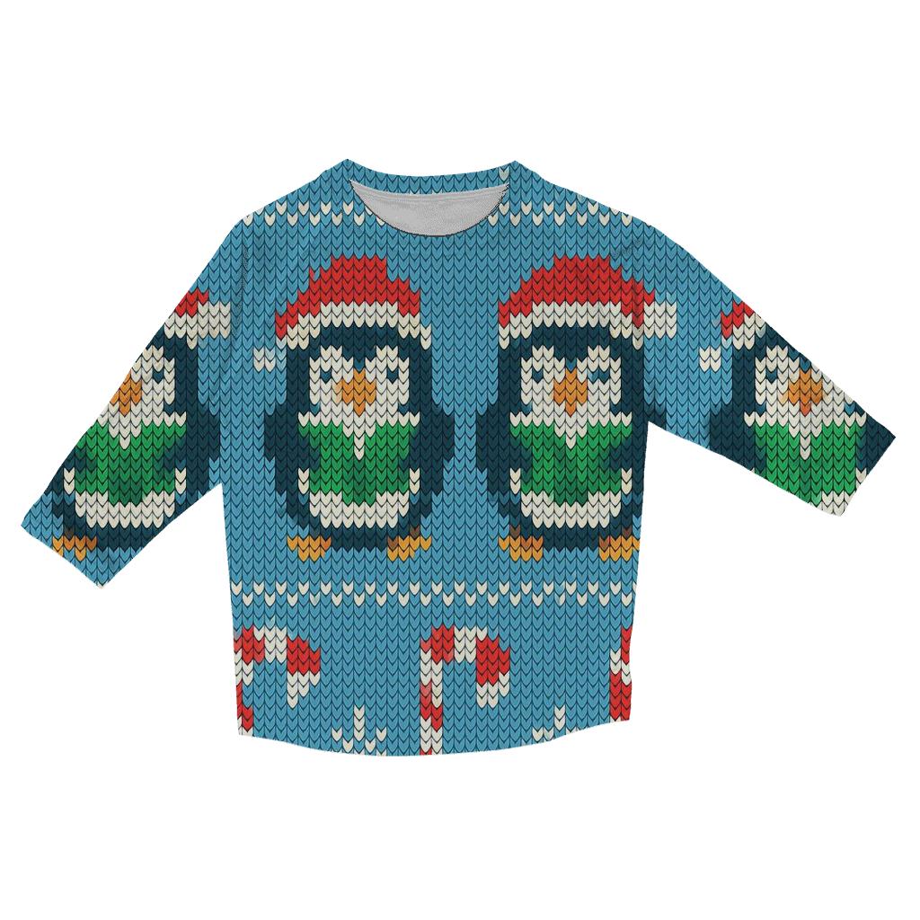 Christmas Carol Penguin March Design trendy 3/4 sleeve tops