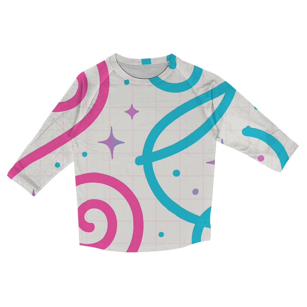 Roller Rink Neon Swirl printed three quarter sleeve shirts