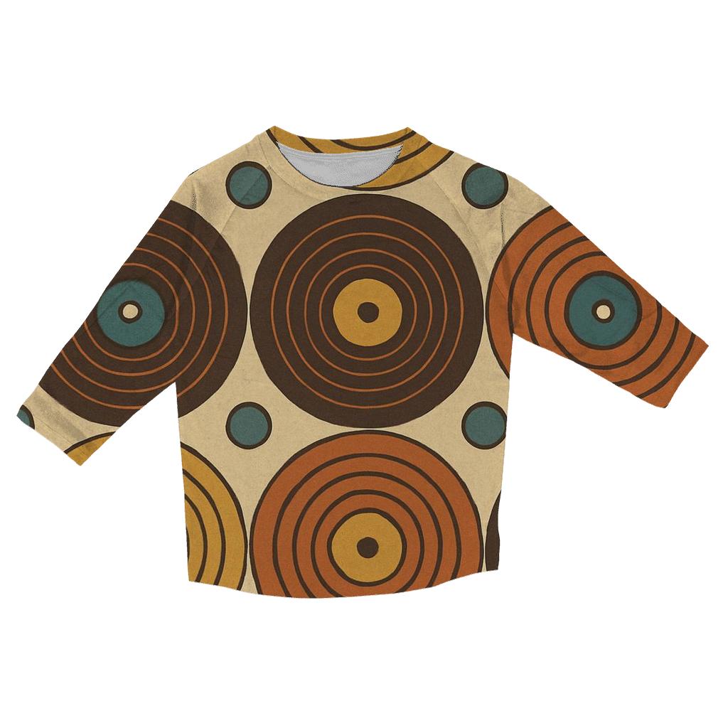 Vinyl Record Ripple Grid fashion 3/4 sleeve shirts