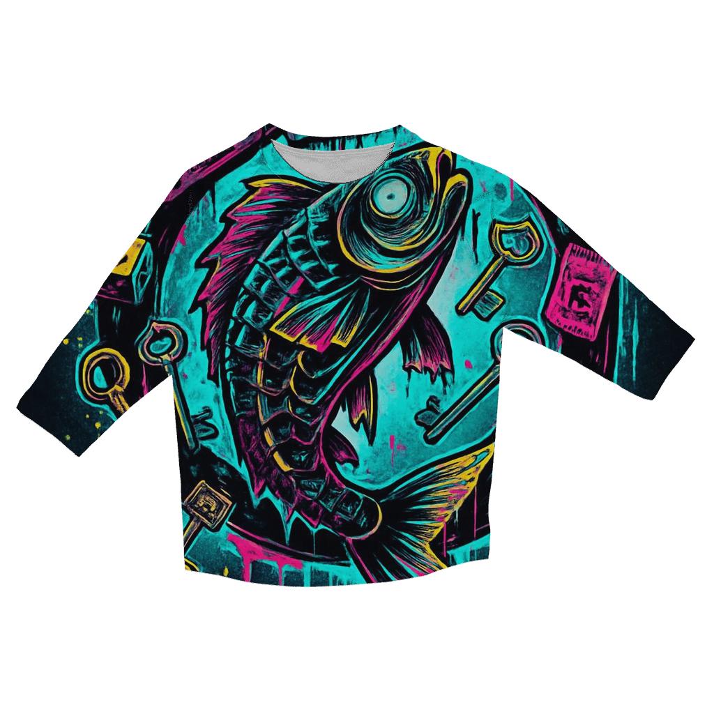Clockwork Koi In The Neon Thriftstorm custom 3/4 sleeve shirts