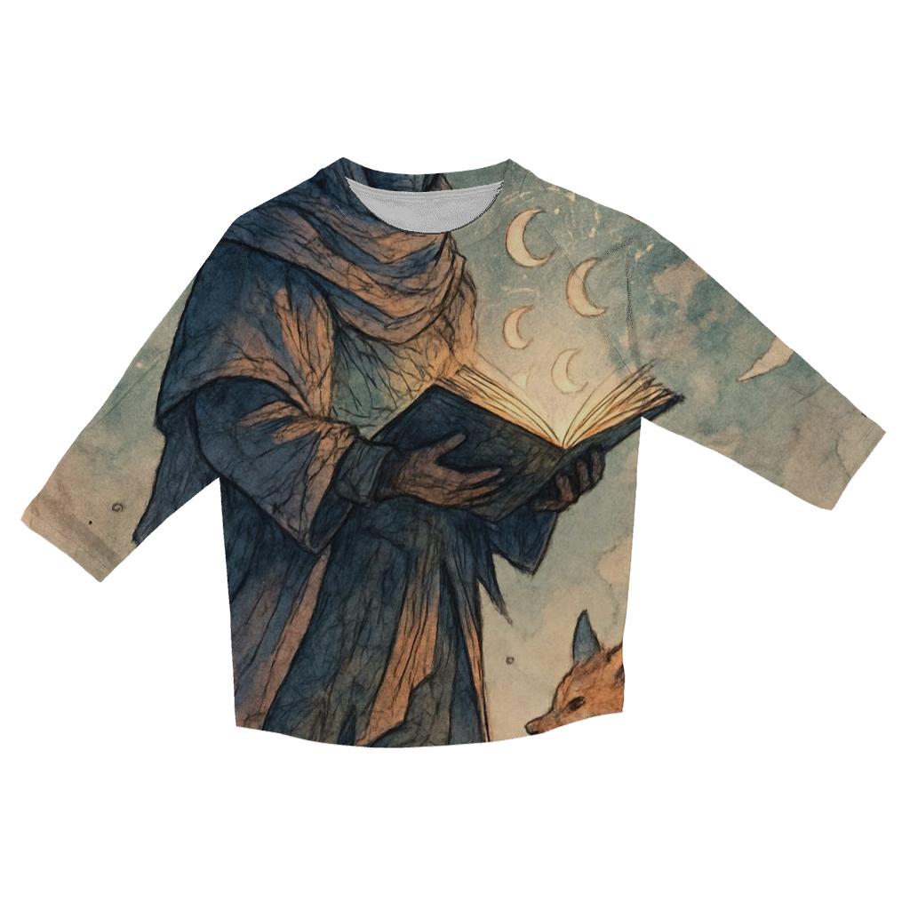 Desert Librarian Of Shattered Moons printed three quarter sleeve shirts