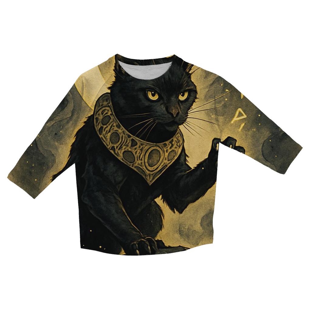 Moonlit Rune Sentinel Cat trendy 3/4 sleeve tops