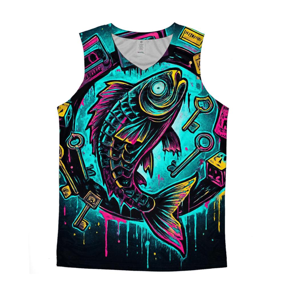 Clockwork Koi In The Neon Thriftstorm custom tank tops