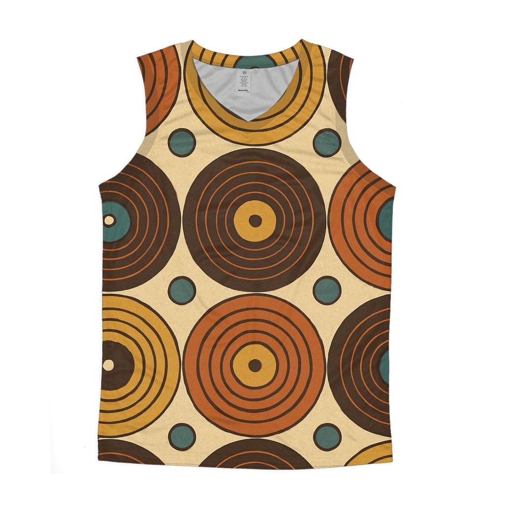 Vinyl Record Ripple Grid cotton sleeveless tops