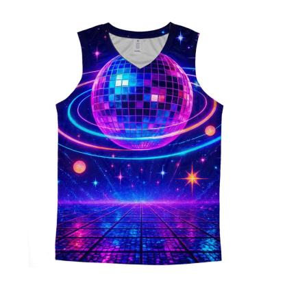Neon Disco Orbit Grid personalized athletic tanks