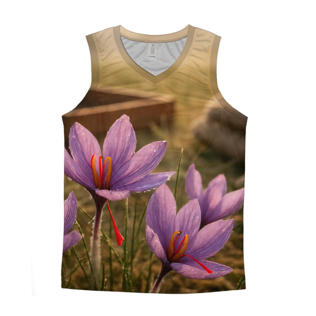 Saffron Crocus After Dawn In A Kashmir Field sports performance tank tops