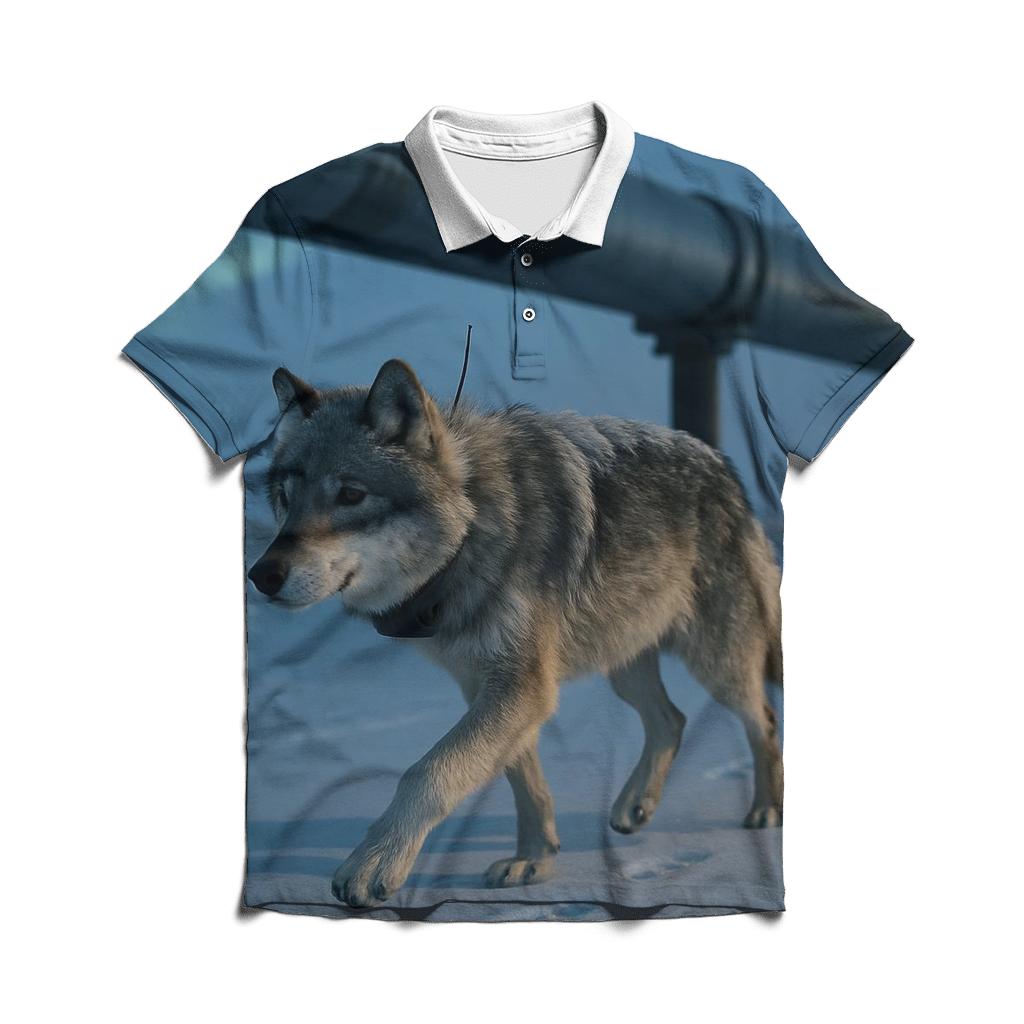 Radio Collared Wolf Crossing The Tundra Pipeline classic pique polos