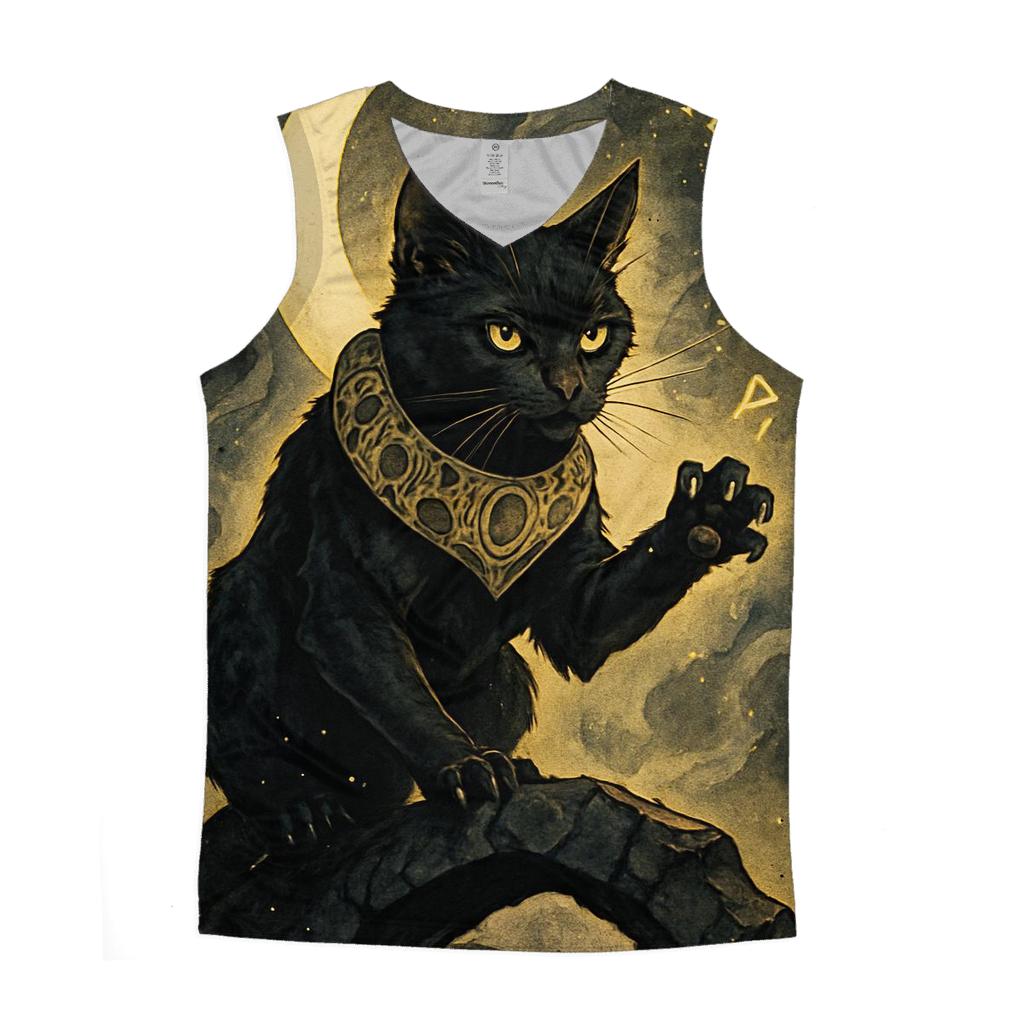 Moonlit Rune Sentinel Cat sports performance tank tops