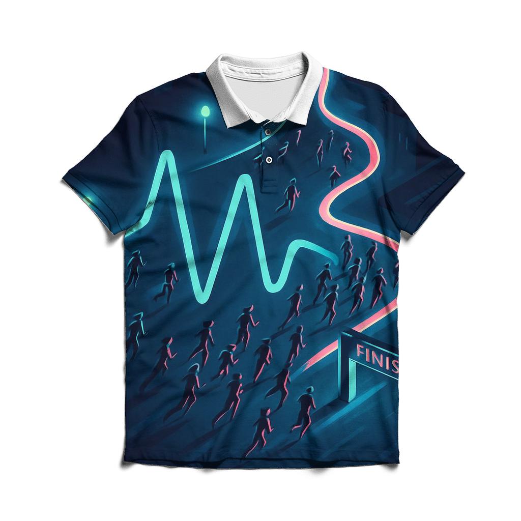 Midnight Marathon Pulse Map branded logo polo shirts