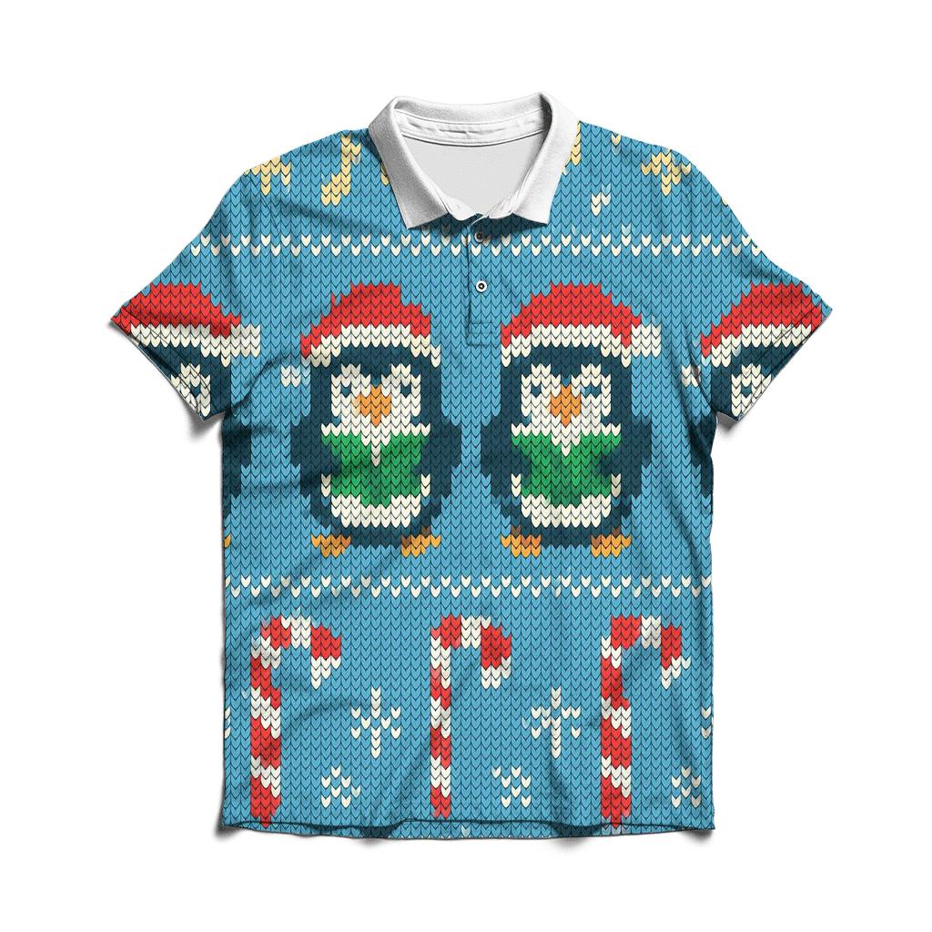 Christmas Carol Penguin March Design designer slim fit polos