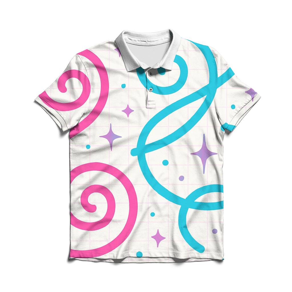 Roller Rink Neon Swirl premium cotton polo shirts