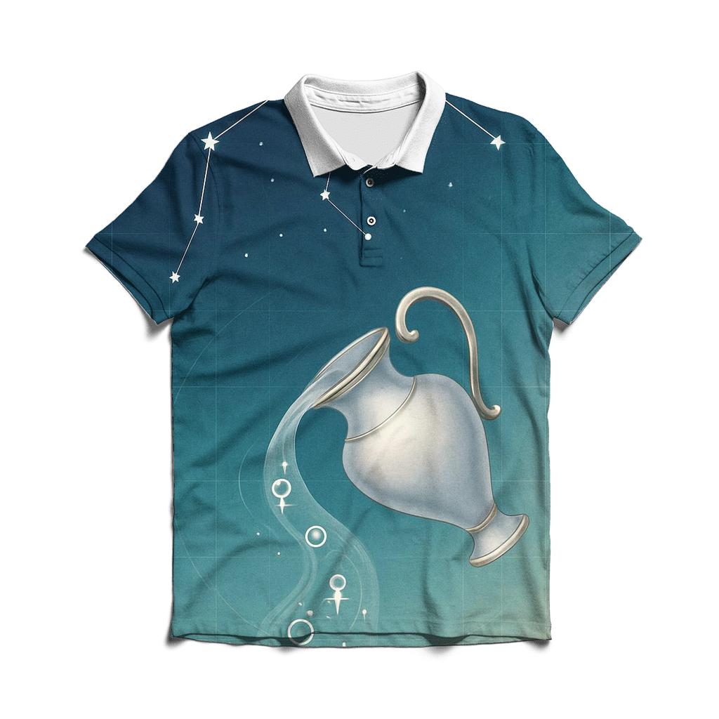 Aquarius Water Bearer Star Chart Vessel embroidered polo tops