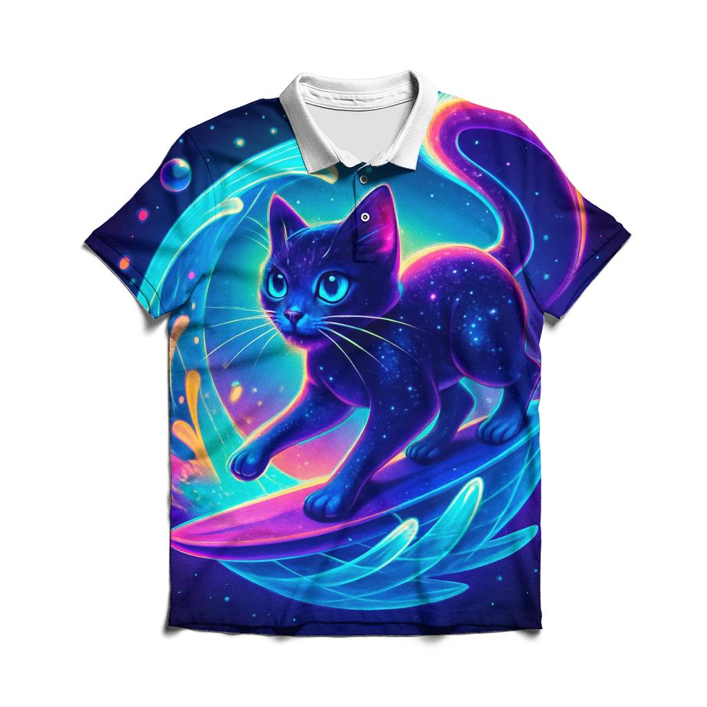 Prism Tide Dreamer Cat embroidered polo tops