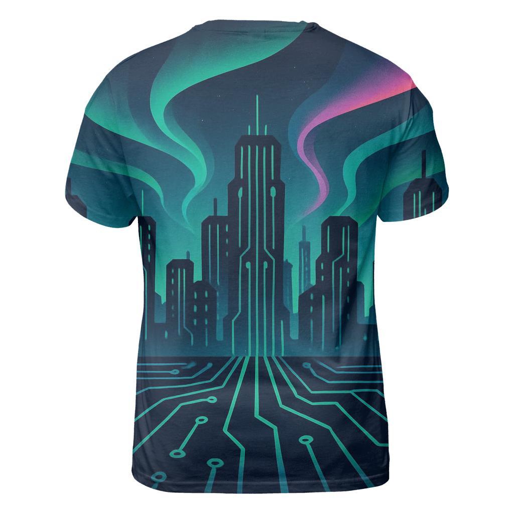 Aurora Circuit Skyline artistic all-over print tops