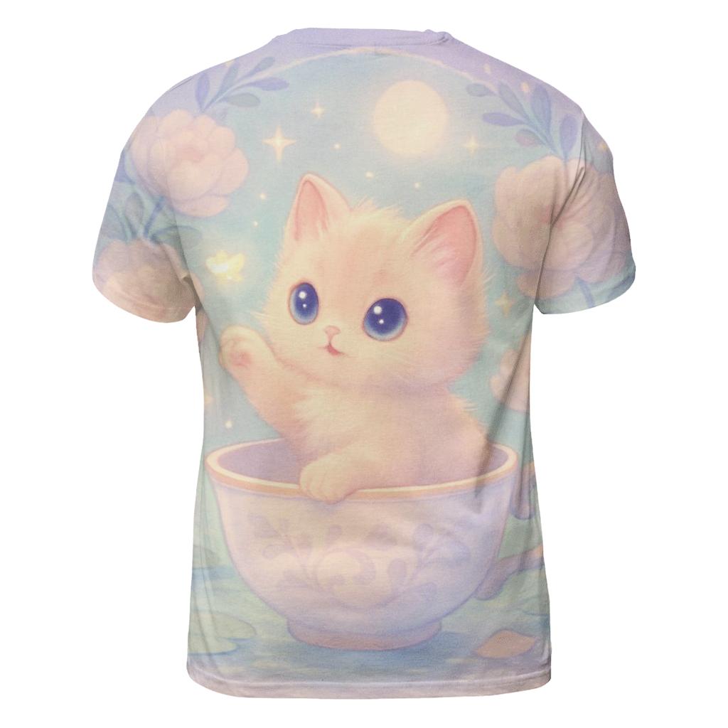 Moonlit Teacup Kitten Garden creative print fashion shirts
