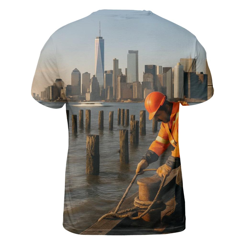 Red Hook Pier Panorama With Lower Manhattan Working Waterfront custom all-over print shirts