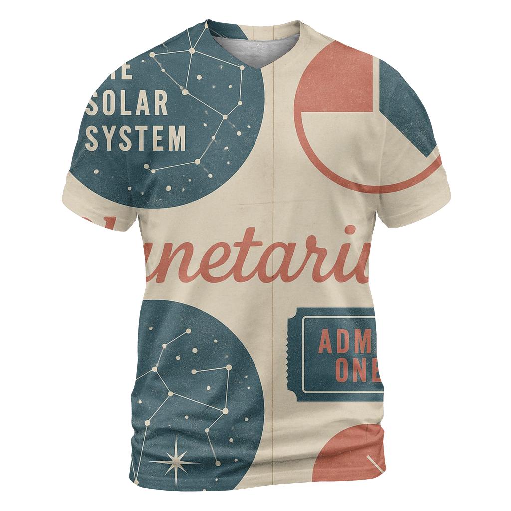 Mid Century Planetarium Brochure Collage Print designer pattern shirts