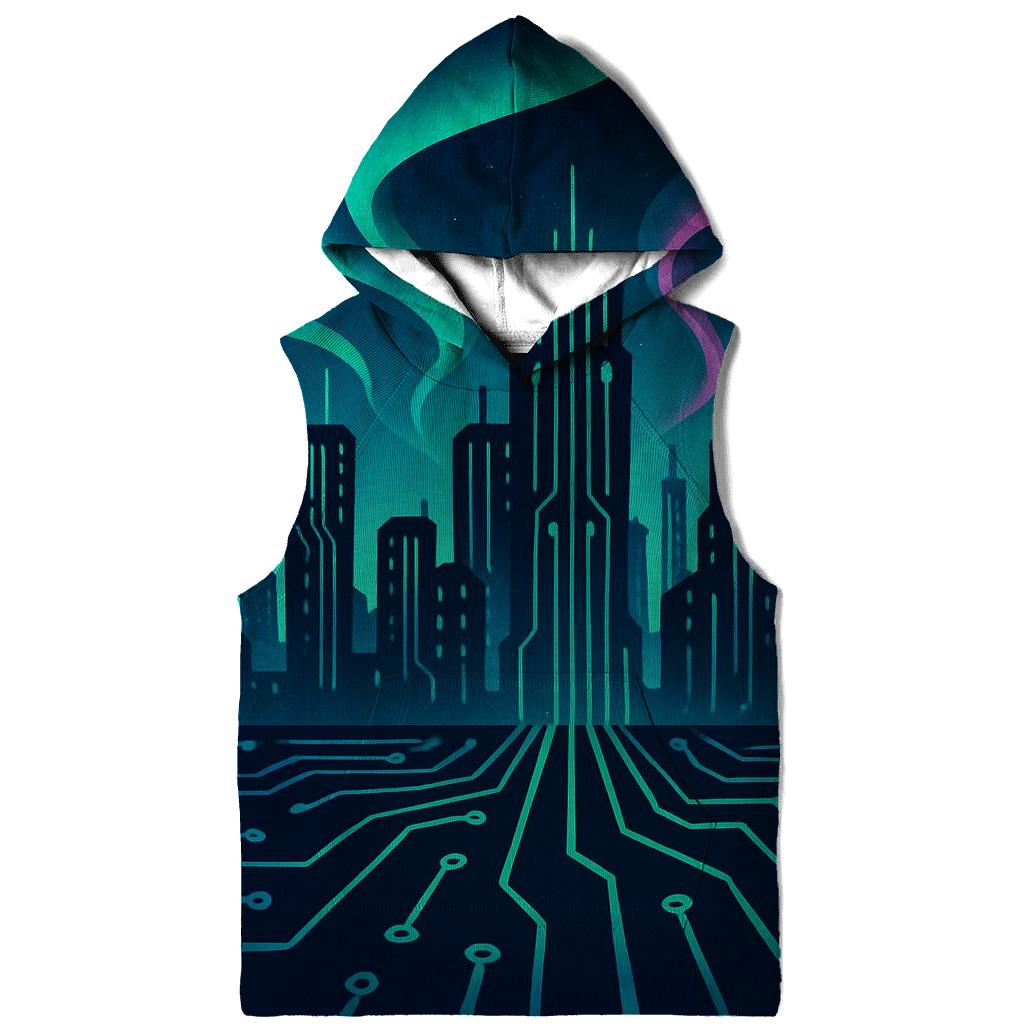 Aurora Circuit Skyline embroidered hoodies
