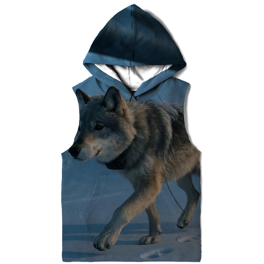 Radio Collared Wolf Crossing The Tundra Pipeline heavyweight hoodies