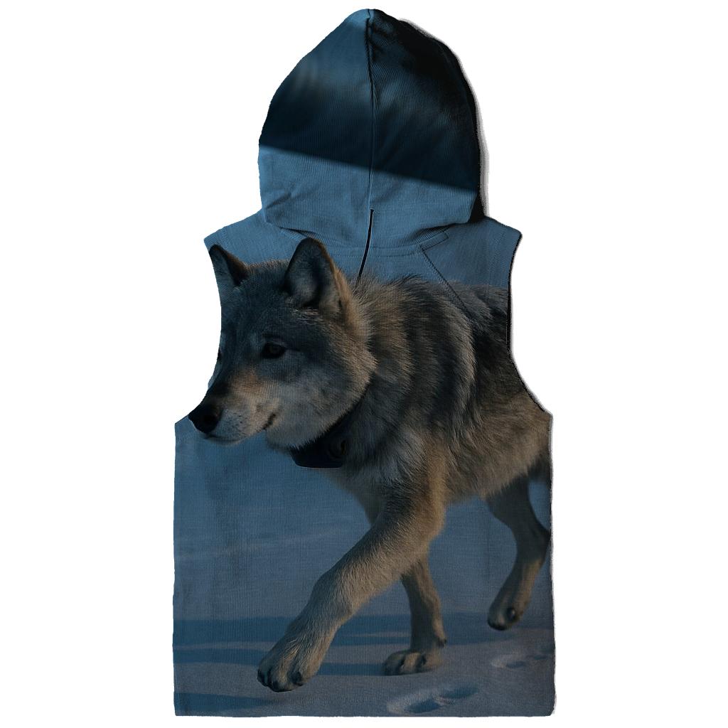 Radio Collared Wolf Crossing The Tundra Pipeline heavyweight hoodies