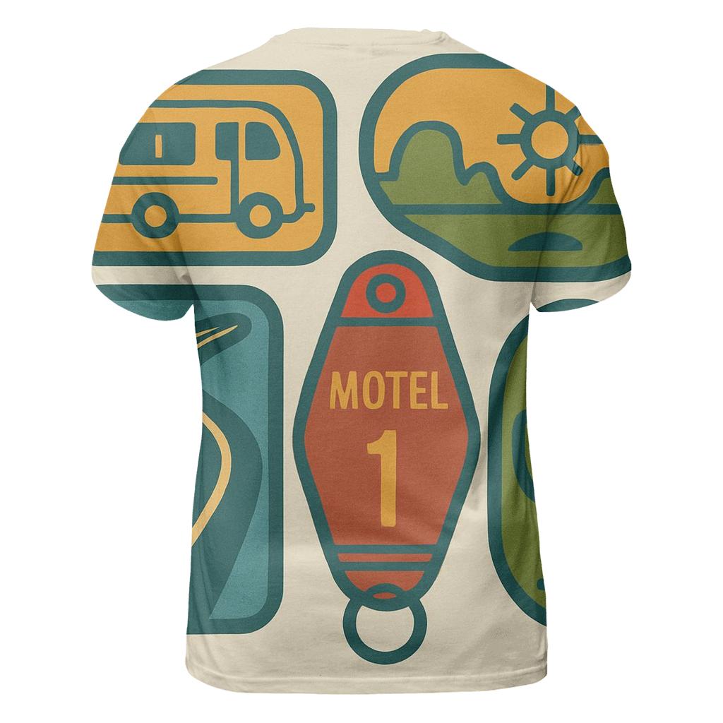 Groovy Road Trip Badge Collage creative print fashion shirts