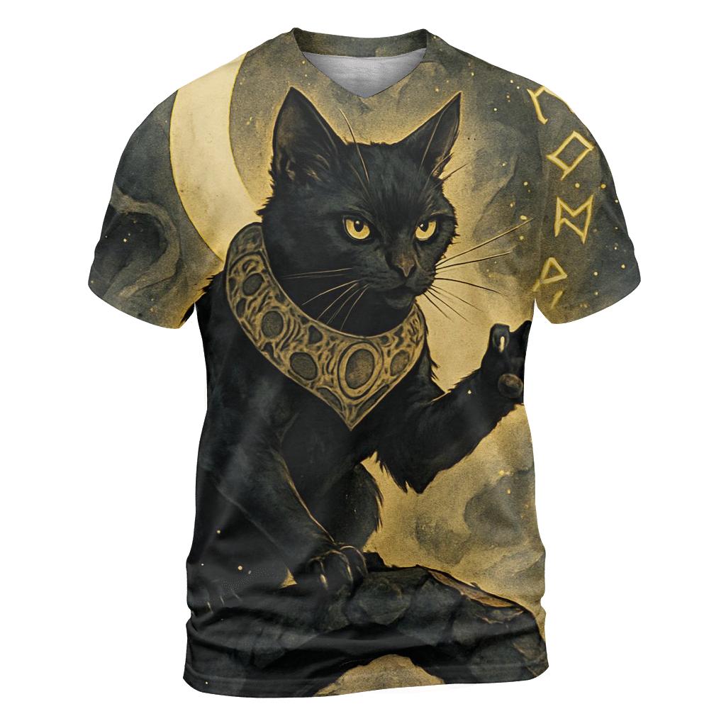 Moonlit Rune Sentinel Cat designer pattern shirts