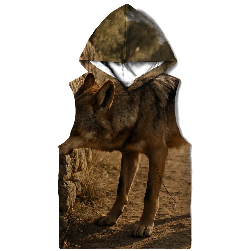 Mediterranean Wolf Among Ancient Pastoral Stone Walls zip-up hoodies