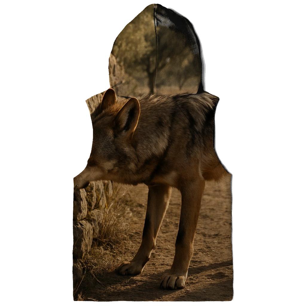 Mediterranean Wolf Among Ancient Pastoral Stone Walls zip-up hoodies