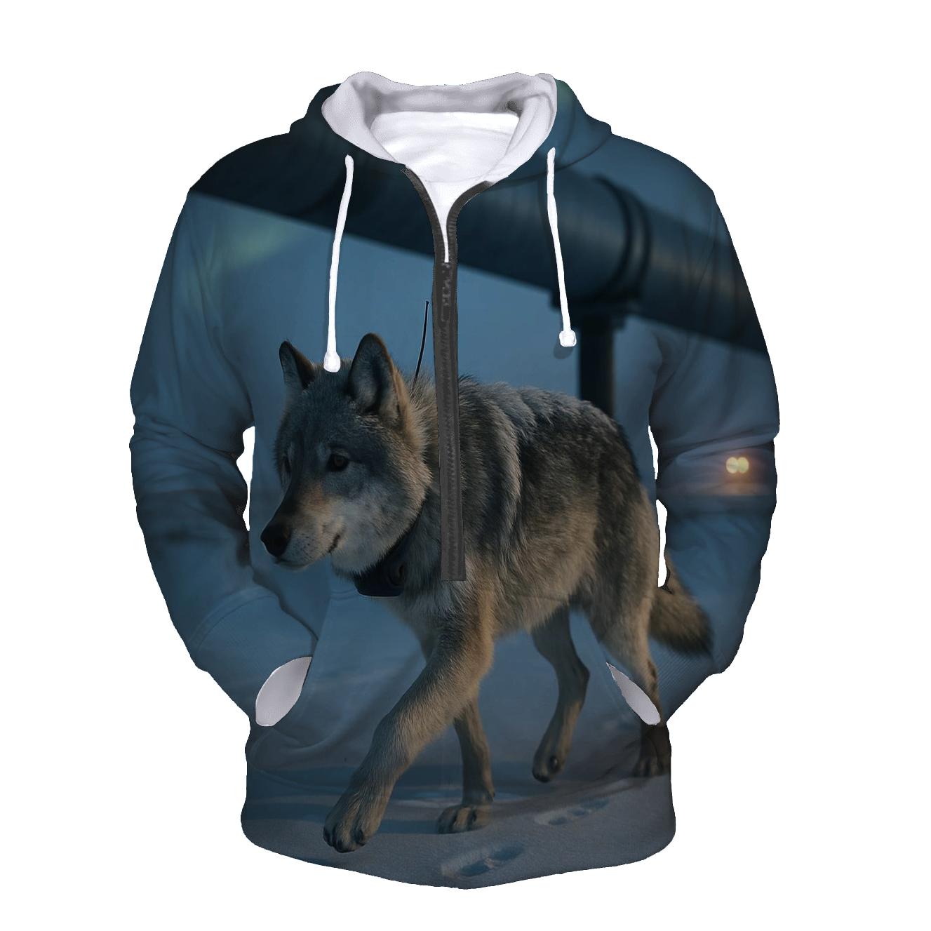 Radio Collared Wolf Crossing The Tundra Pipeline custom hoodies