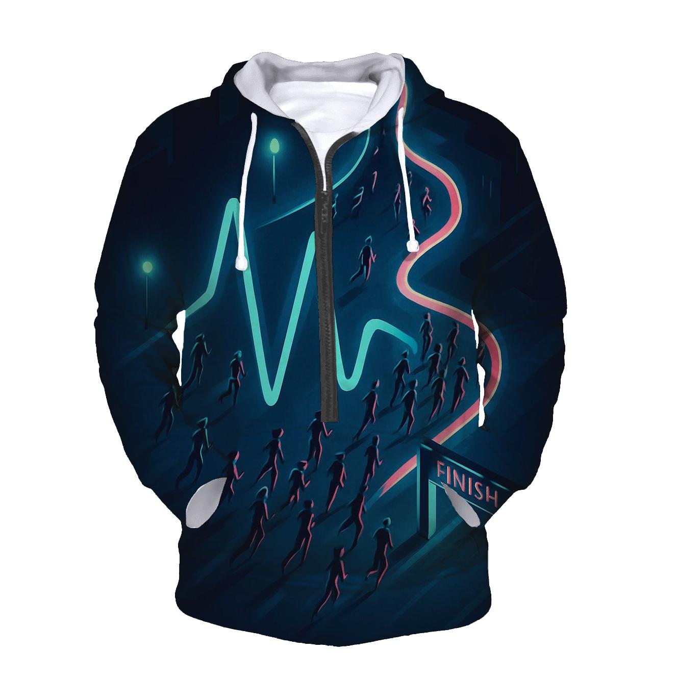 Midnight Marathon Pulse Map premium hoodies