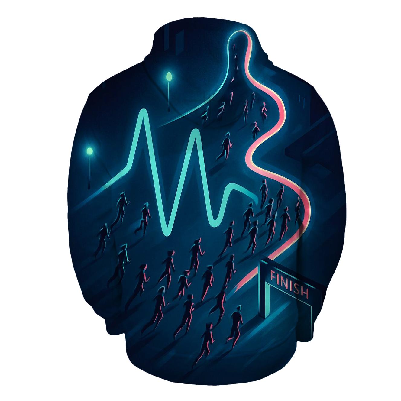 Midnight Marathon Pulse Map premium hoodies