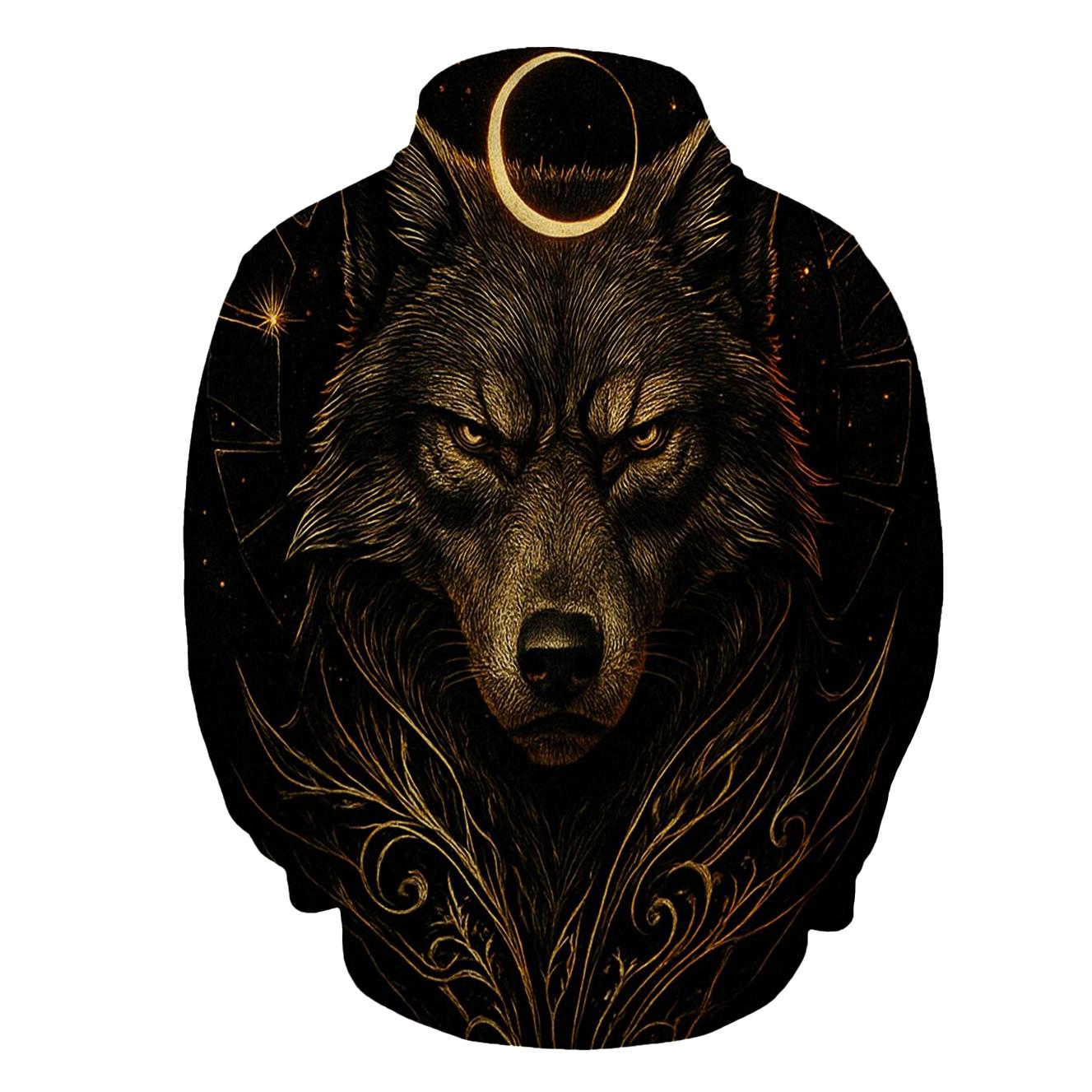 Gilded Eclipse Wolf Sentinel hoodie styles
